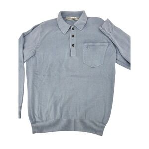 Criquet Sweater Small Cashmere Cotton Shirt Light Blue Long Sleeve Polo